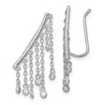 thumbnail image 1 of White Sterling Silver Earring Climbers Women'S Cubic Zirconia CZ Clear 25 mm 23, 1 of 1