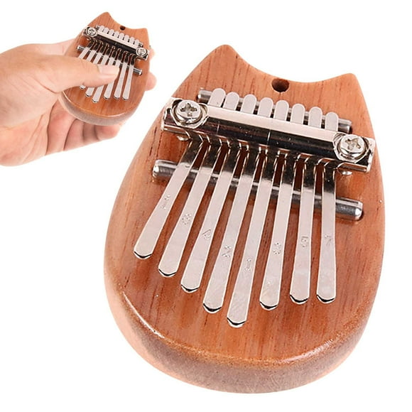 Piano de pulgar de 8 tonos - mini kalimba de madera maciza con cordón, instrumento musical fácil de tocar para principiantes, niños y adultos, regalo portátil para amantes de la música