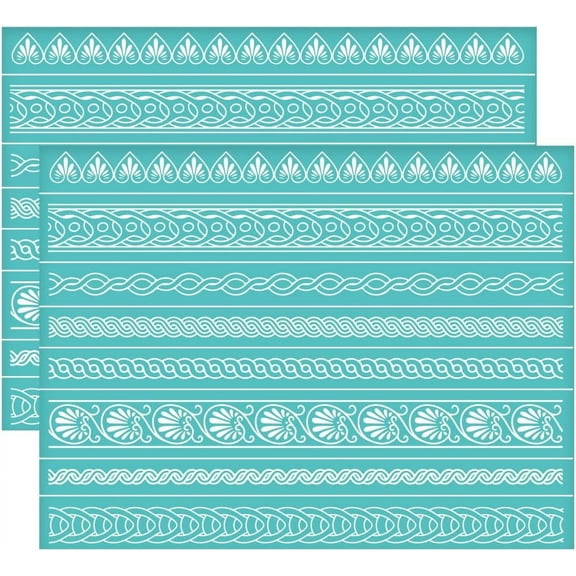 2Pcs 11x8.7 Inch Self-Adhesive Silk Screen Printing Stencil Baroque Border Silk Screen Stencil Stencils Washable Reusable Mesh Transfer