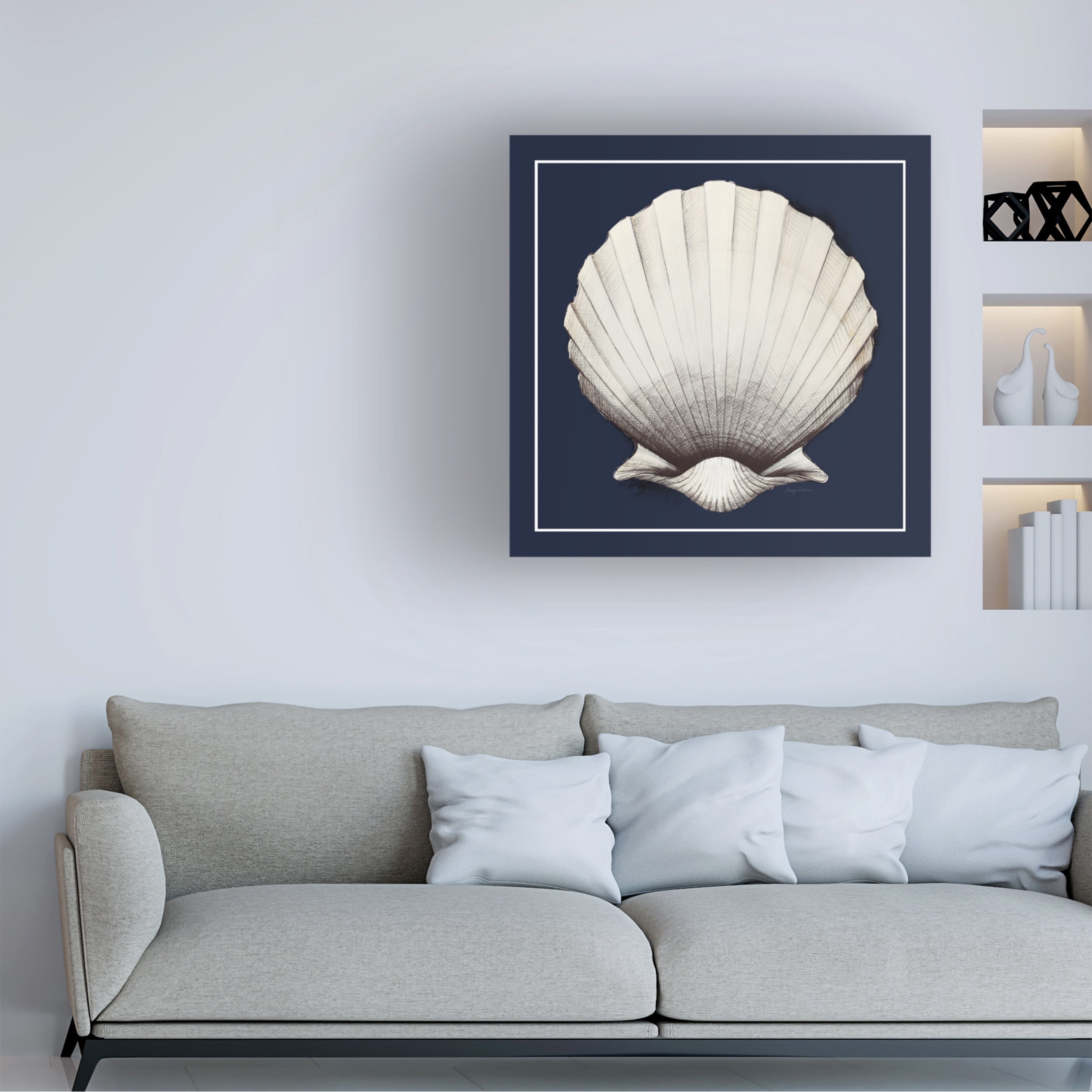 Avery Tillmon 'Coastal Shell II with Border Navy' Canvas Art