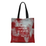 LADDKE Canvas Tote Bag Red Justart Travel Inspirational Rumi White Abstract Home Reusable Handbag Shoulder Grocery Shopping Bags
