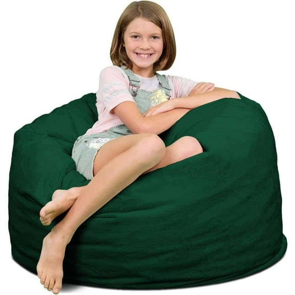 Ultimate Sack 3000 (3 ft.) Bean Bag Chair in multiple colors: Giant Foam-Filled Furniture - Machine Washable Covers, Double Stitched Seams, Durable Inner Liner. (3000, Hunter Green Suede)
