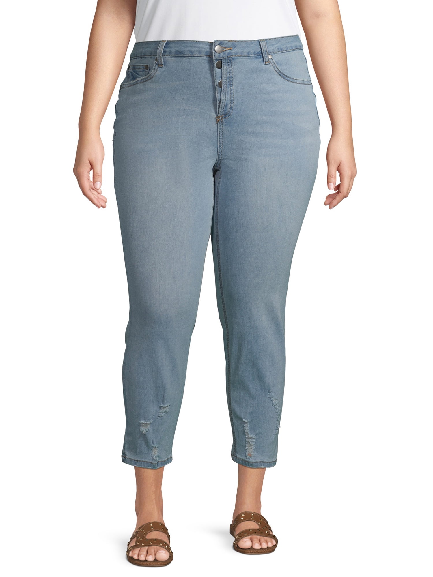 plus size distressed capri jeans