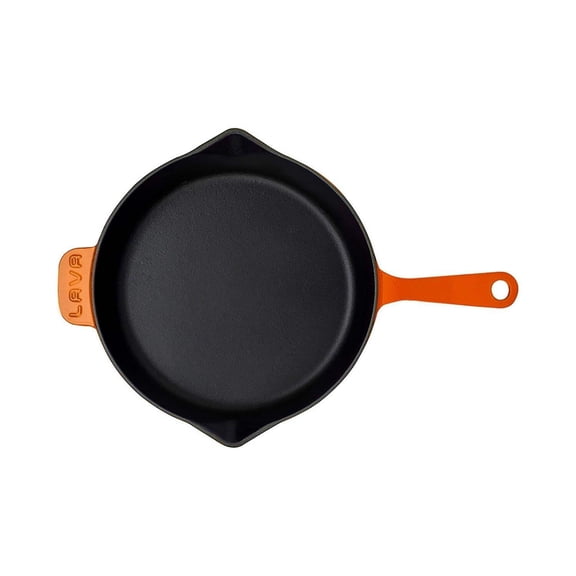 Cast Iron dia.11" h:2" Round Orange Cast Iron Skillet