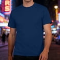 thumbnail image 2 of FINALGANG Mens Crew Neck Plain Blank Solid Color Short Sleeve T-Shirt Regular Fit Basic Daily Outdoor Soft Casual Shirts For Daily Wear Cozy Top Navy XXL, 2 of 5