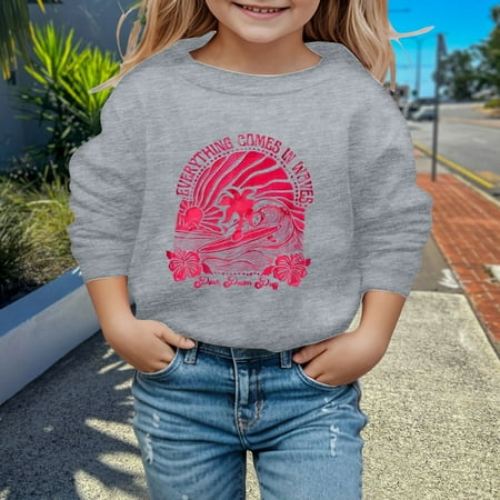 

CHAOLEI Boys And Girls Pullover Casual Loose Children Round Neck Long Sleeve Hoodie -Grey 4-5 Years