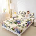thumbnail image 3 of Manfei Cute Hydrangea Flower Bed Sheets, Chic Blossom Hummingbird Full Size Sheets, Pink Blue Cream Green 4pcs(1 Flat Sheet, 1 Fitted Sheet and 2 Pillowcases), 3 of 6