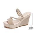thumbnail image 7 of Womens Wedge Platform Espadrille Slide Sandals Slip On Open Toe High Heels Casual Summer Shoes Beige 7, 7 of 7