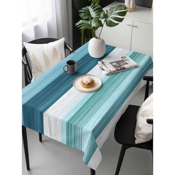 Teal Blue Green Tablecloth Rectangle Table Cloth 60x120, Waterproof Tablecloth Outdoor Table Cloth, Modern Ombre Minimalism Abstract Stripes Washable Table Cover for Kitchen Dinning Party