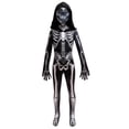 thumbnail image 2 of Halloween Skeleton Costume for Kids Black and White Scary Skeleton Jumpsuit Onesie Dress up with Hood and Mask 4-5Years(120), 2 of 7