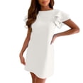 thumbnail image 1 of adviicd Robe Midi pour Femmes 2024 Imprimé Floral Col en V Manches Courtes Fendue Plage Fête Maxi Robe Blanche,G, 1 of 5