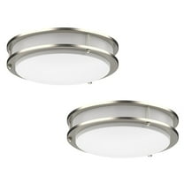 LED Ceiling Light Flush Mount 10 Inch 2-Pack Dimmable Surface Mount 4000K Bright White Brushed Nickel Light Fixture for Kitchen, Hallway, Bathroom, Bedroom