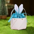 thumbnail image 5 of VWRXBZ Easter Bunny Ears Faux Leather Gift Bag for Kids - Detachable Easter Eggs Basket with Velvet Liner, Party Decoration (Blue), 5 of 6