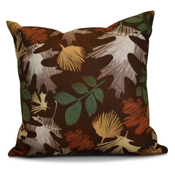 E by Design Flipping For Fall Watercolor Leaves Print Outdoor Pillow