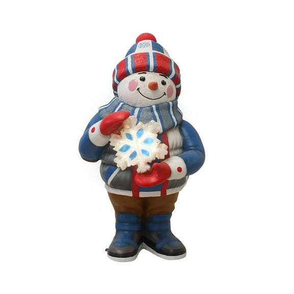 Universal Statues Snowman Holding Lighted Snowflakes Commercial Christmas Outdoor Decoration - 36"
