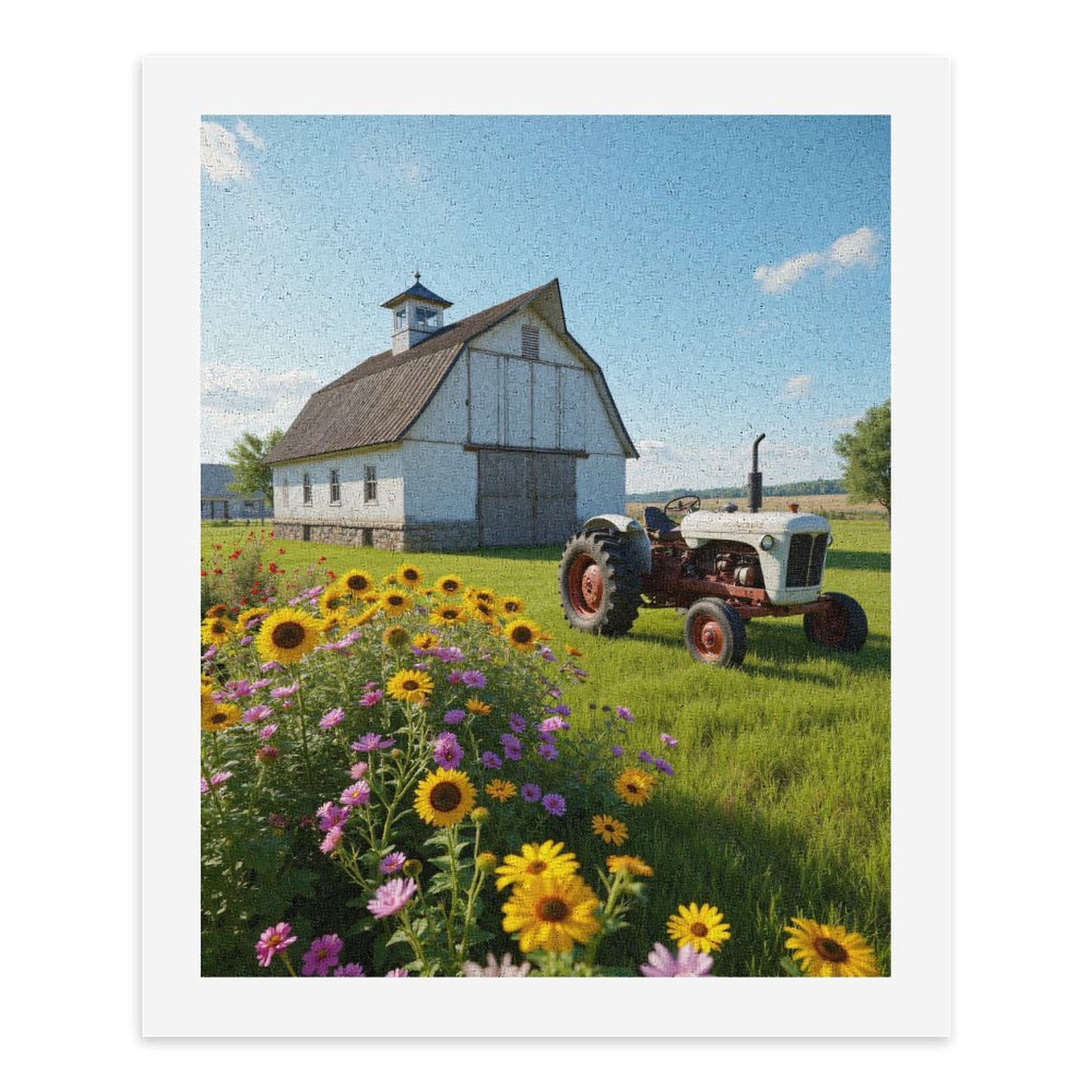 Paint by Numbers Kit for Adults, Vintage Tractor Farm Flowers Barn Paint by Numbers, Easy Paint by Numbers Kit for Adults Beginner, DIY Adult Paint by Number Kits on Canvas, Home Decor