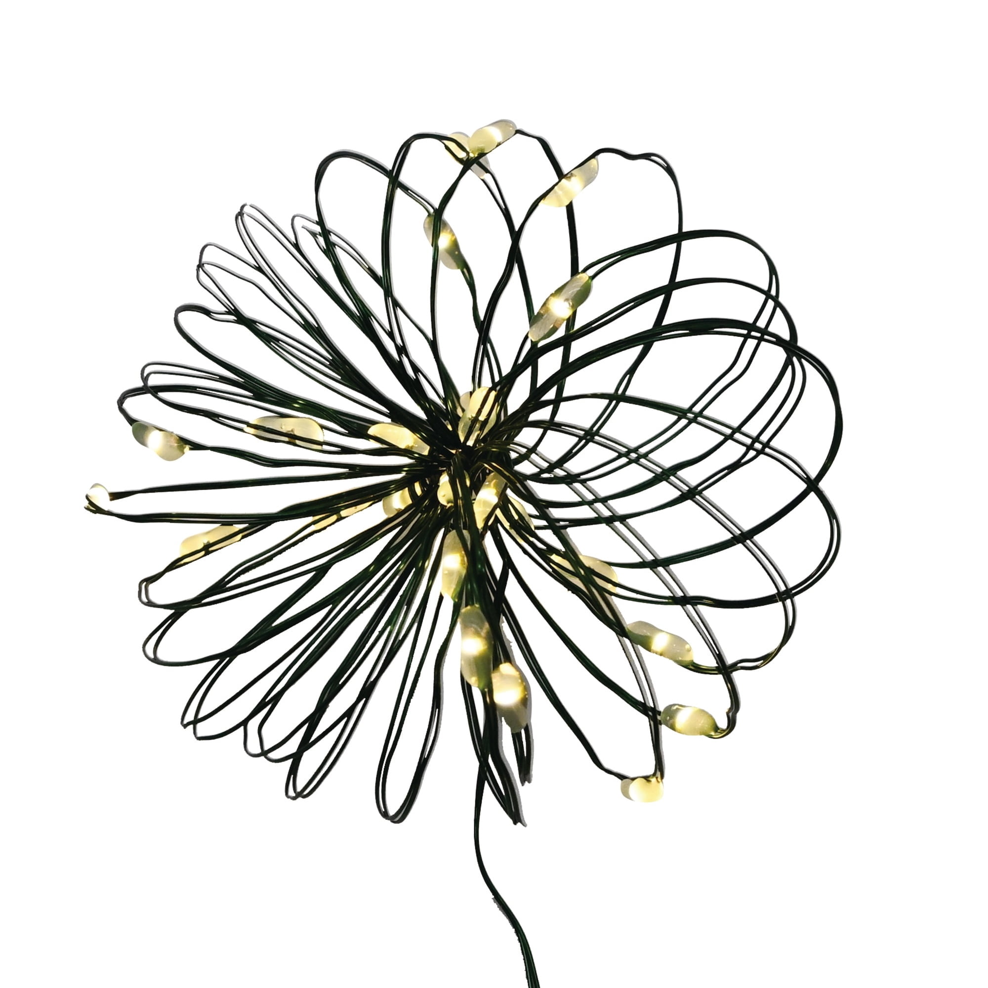 Indoor 25-Count Battery-Operated LED 3-Function Ultra Slim Wire Christmas String Lights, Warm White, Green Wire, 8', by Holiday Time