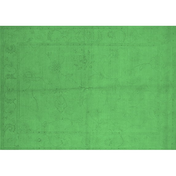 Ahgly Company Indoor Rectangle Oriental Emerald Green Industrial Area Rugs, 8' x 12'