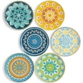 thumbnail image 1 of Dinner Plates Ceramic Plate Set - 10 Inch Large Porcelain Round Plate Sets of 6 - Flat Colorful Pattern Dining Plates for Kitchen | Family - Dishwasher | Microwave | Oven Safe, 1 of 6