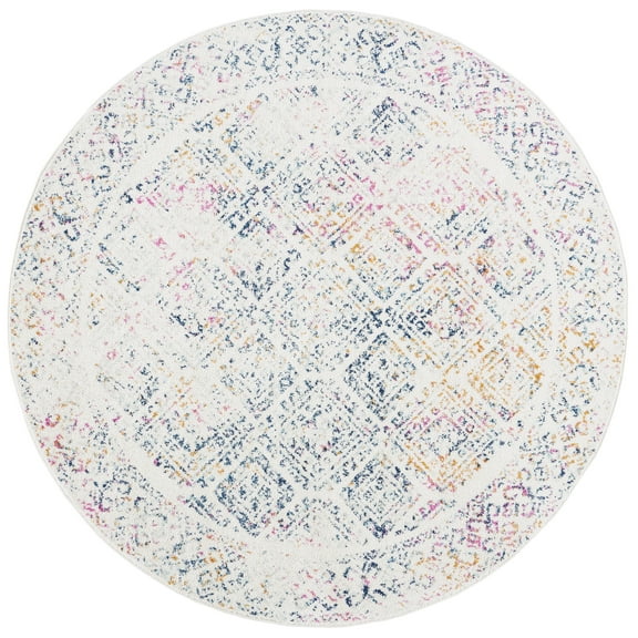 SAFAVIEH Tulum Ophelia Oriental Area Rug, Ivory/Dark Blue, 6'7" x 6'7" Round