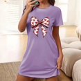 thumbnail image 2 of Oksale Chemises de Nuit Grande Taille pour Femmes en Coton Mignonnes à Motif Chemises de Sommeil Douillettes à Manches Courtes Robe de Pyjama de la Saint-Valentin Mini Robes de Nuit pour les Vacances Violet G, 2 of 5
