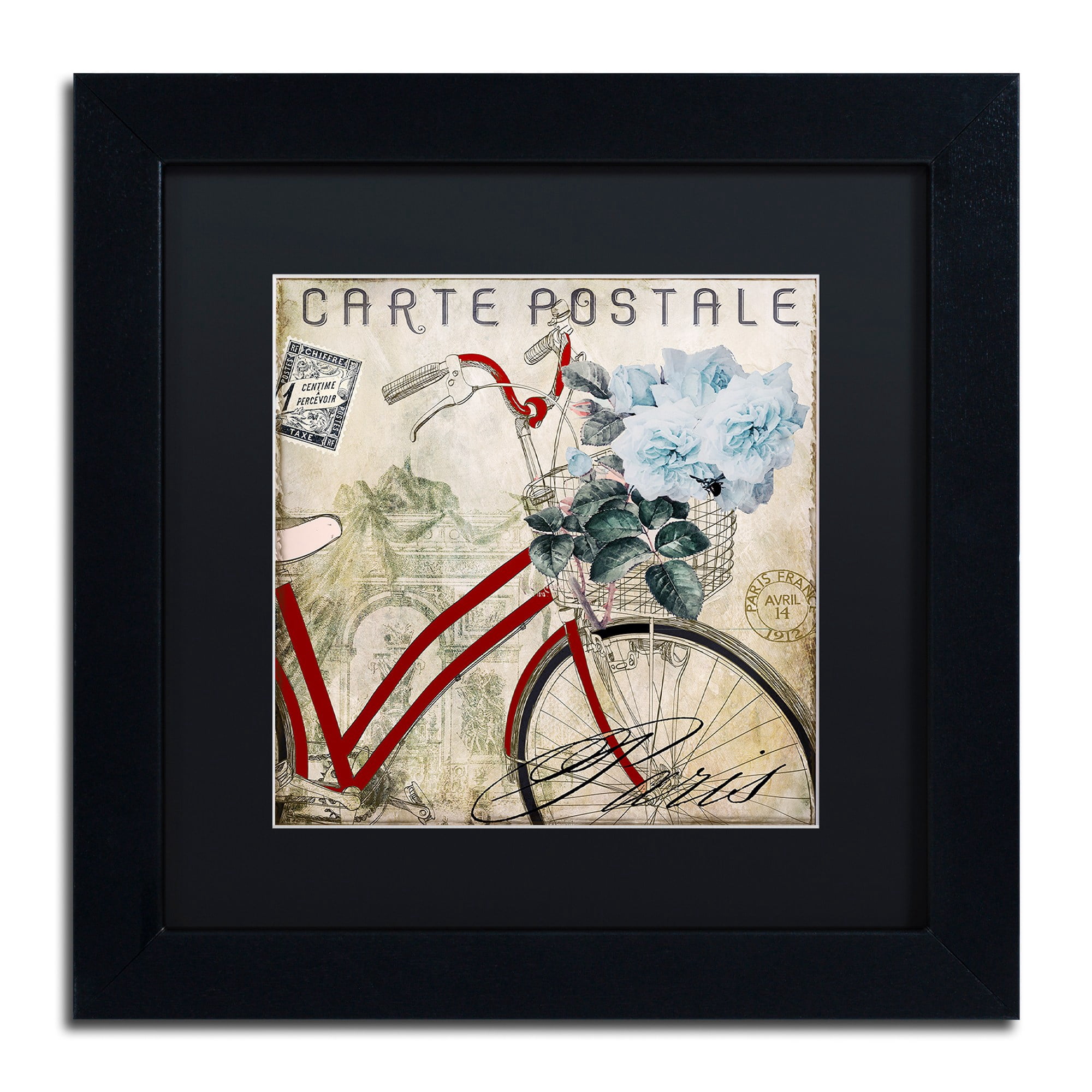 "Postale Paris II" Canvas Art by Color Bakery Black Matte, Black Frame
