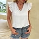 thumbnail image 3 of Gibobby Playeras Mujer Camisetas Cuello V Camiseta con cuello en V para mujer , camiseta informal manga corta con agujeros huecos(Blanco,M), 3 of 4