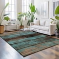 thumbnail image 3 of Area Rugs 3'x5', Teal Wood Grain Carpet Runner Indoor Outdoor Rugs Home Decor Aesthetic, Gradient Farm Old Wooden Board Vintage Non Slip Mats Washable Accent Rug for Living Room Bedroom, 3 of 8
