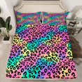 thumbnail image 2 of Homewish Kids Teens Colorful Cheetah Print Full Size Sheets 4-Piece,Purple Pink Green Breathable Bed Sheets,Abstract Gradient Lightweight Sheet Sets,Microfiber Bedroom Decor, 2 of 7