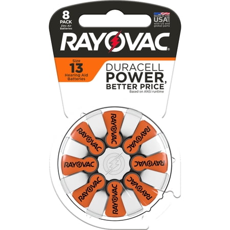 Rayovac Size 13 Hearing Aid Batteries (8 Pack), Size 13 Batteries