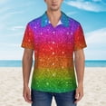 thumbnail image 4 of Haiem Rainbow Glitter Printed Hawaiian Shirt for Men - Men’s Casual Beach Summer Shirts - Stretch Fabric with Modern Fit-3X-Large, 4 of 9