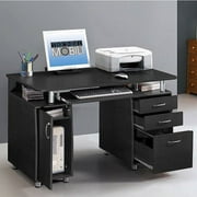 Ktaxon Black 3 Drawers Computer Desk Black Study Workstation Office Furniture - Walmart.com