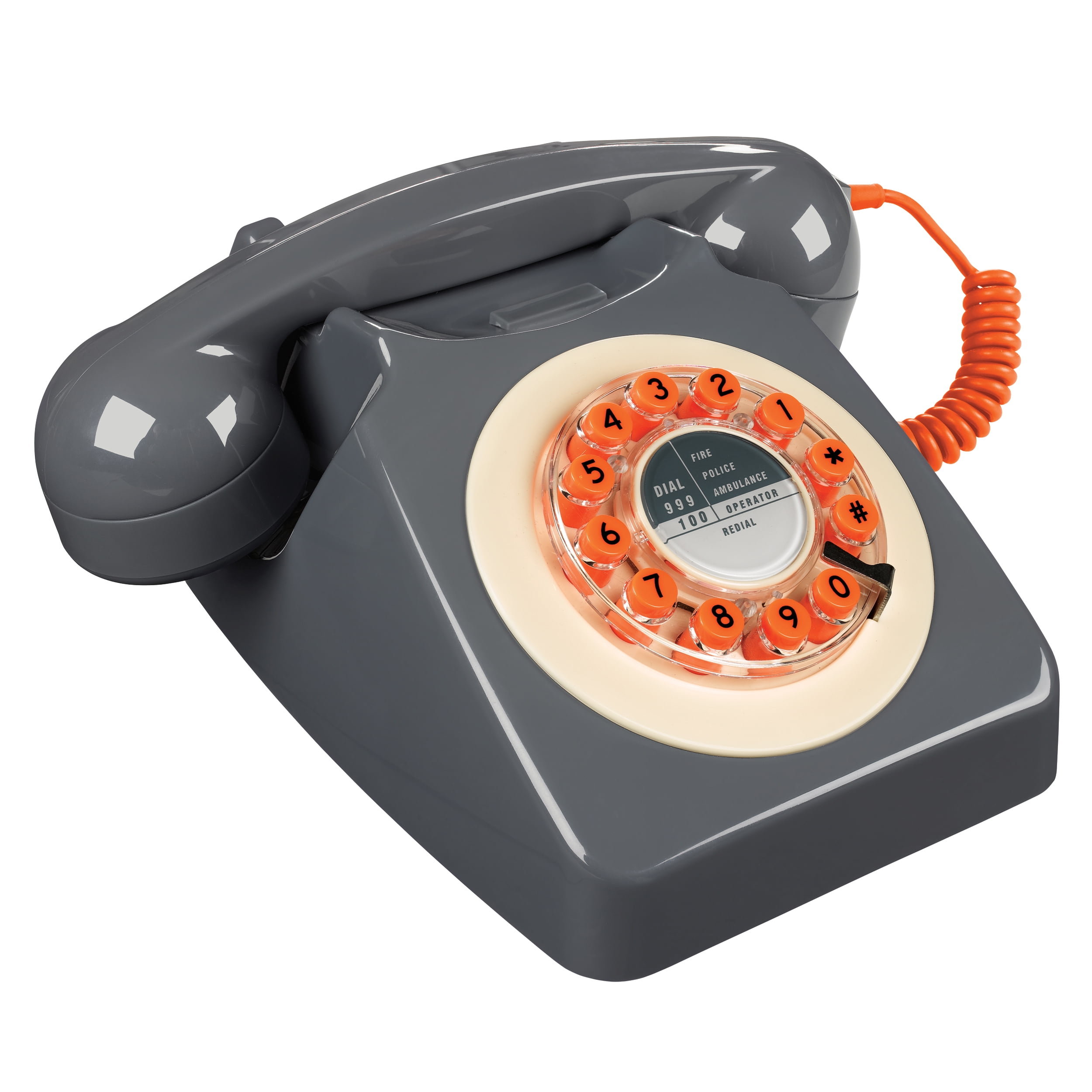 Vintage Burnt Orange Circular Push Buton Phone 