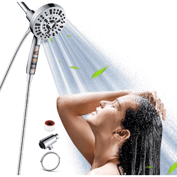 NEWJOEY Magnetic Filtered Handheld Shower Head, 10 Spray Modes with 59-Inch Hose & Dual Magnetic Brackets, 5-Inch Chrome ABS, Anti-Clog Nozzles, Easy Installation