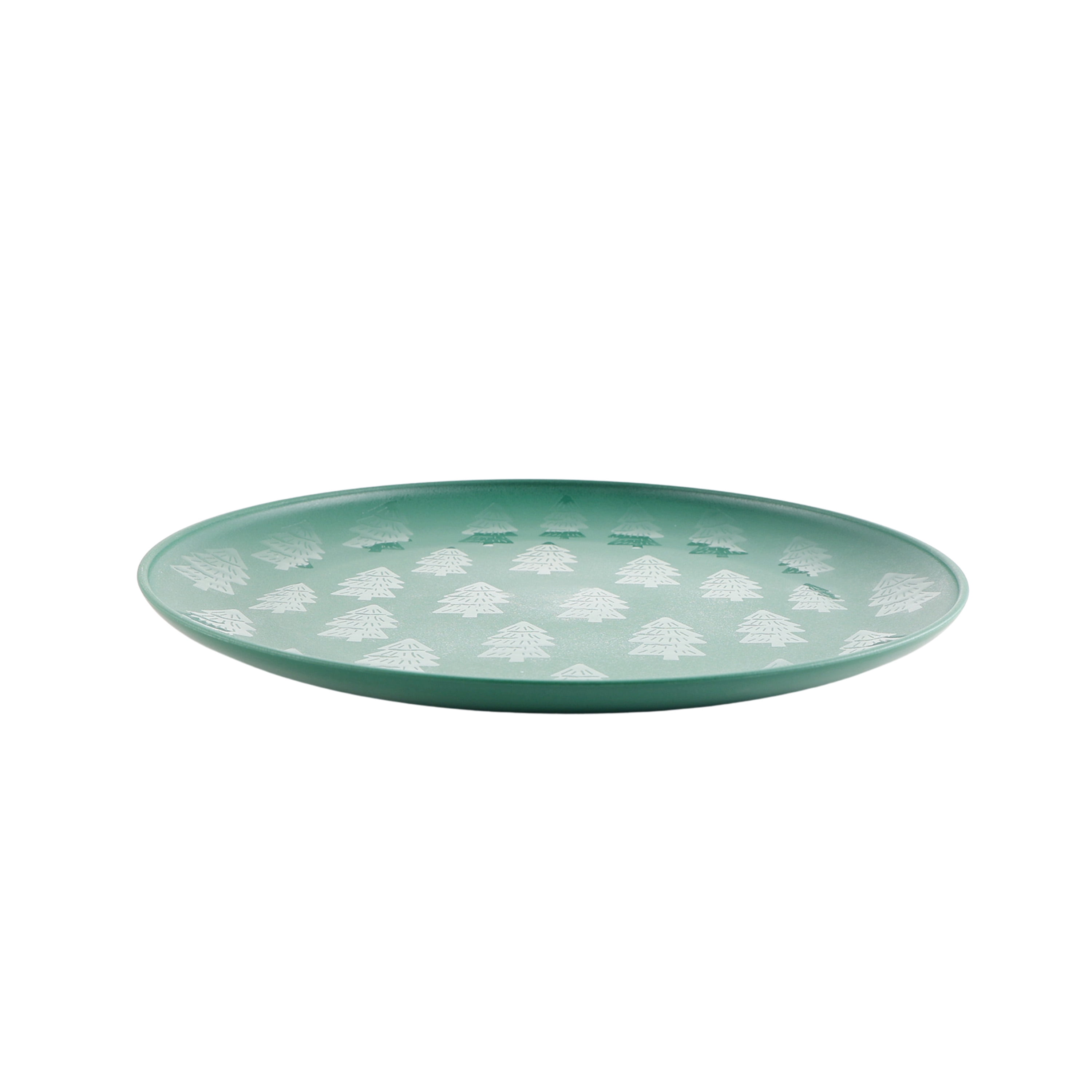 Mainstays 10.5 inch Round Plastic Etched Tree Plate, Green