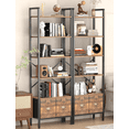 thumbnail image 4 of BEHOST 6-Tier Storage Rack Bookshelf with 2 Fabric Drawers, Tall Metal Frame bookcase for living room and Office, Rustic Brown, 4 of 10