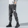 thumbnail image 4 of Pantalones vaqueros elásticos de verano para hombre, pantalones vaqueros de gran tamaño de gran tamaño para hombre, pantalones vaqueros originales de diseñador gótico de algodón de estilo coreano, 4 of 4