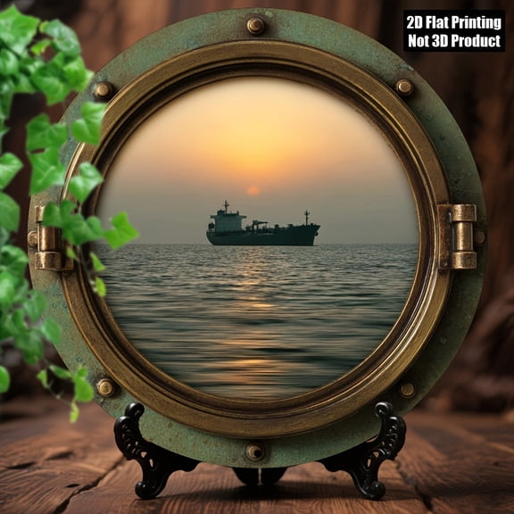HELLOYOUNG Vintage Nautical Ship Round Metal Sign Porthole Window Wall Art 8 Inch Decor for Home Office Man Cave