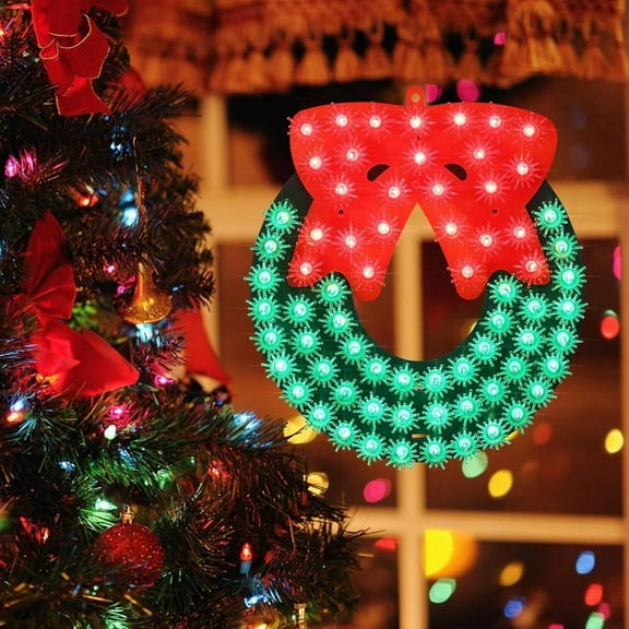 Lighted Wreath Christmas Window Silhouette Decoration