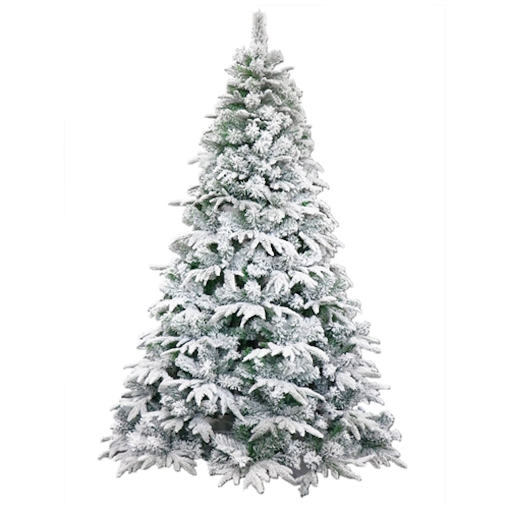 ALEKO Snow Dusted Holiday Artificial Christmas Tree with Pine Cones 7 Foot 