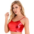 thumbnail image 3 of YiZYiF Womens Casual Patent Leather Crop Top Glossy Tank Tops Vest Clubwear, 3 of 7