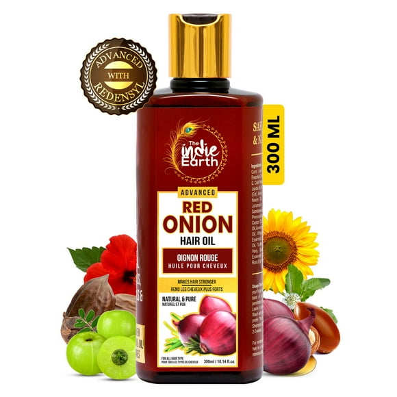 The Indie Earth Red Onion Leave-in Hair Conditioner with Pink Lotus Flower, Hibiscus, Bhringraj & other 14+ Premium Herbs, Gives Luxurious Nourishment to Extremely Dry, Damaged & Rough Hairs & Scalp