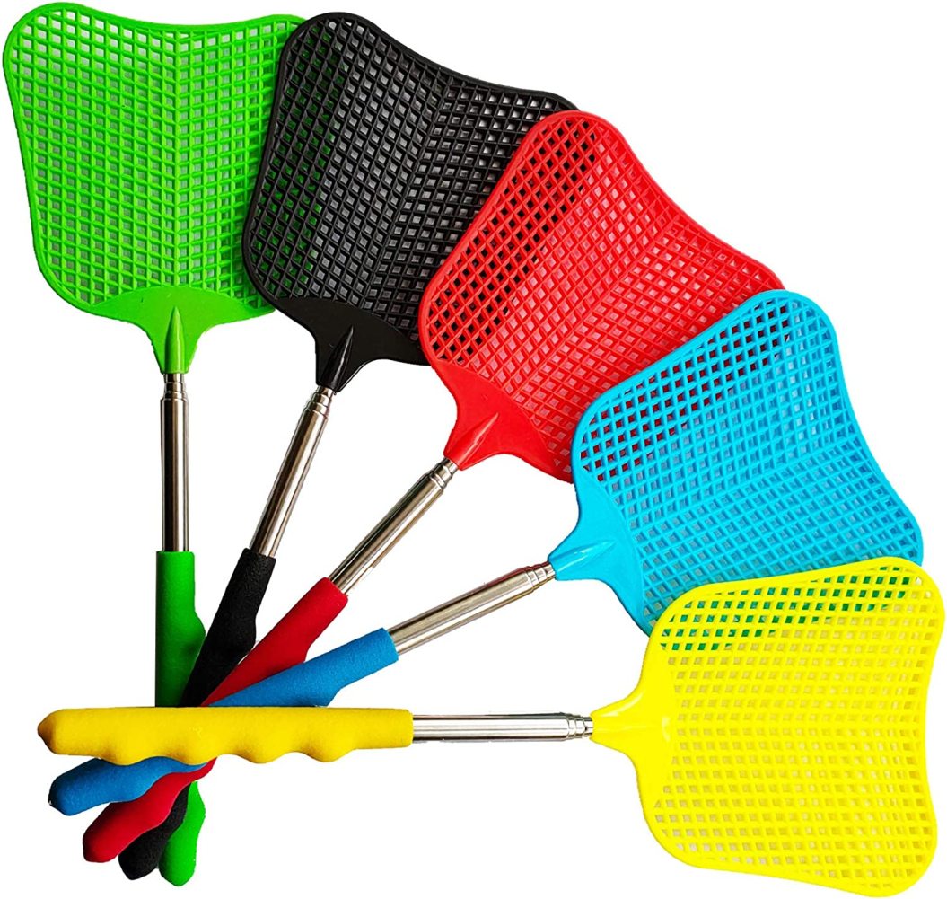 RovKeav 5 Pack Telescopic Fly Swatter Manual Heavy Duty Plastic