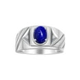 thumbnail image 1 of RYLOS Men's Rings Sterling Silver Rings Classic Designer Style 8X6MM Oval Gemstone & Diamond Ring Lapis Lazuli Birthstone Rings For Men Size 13, 1 of 6