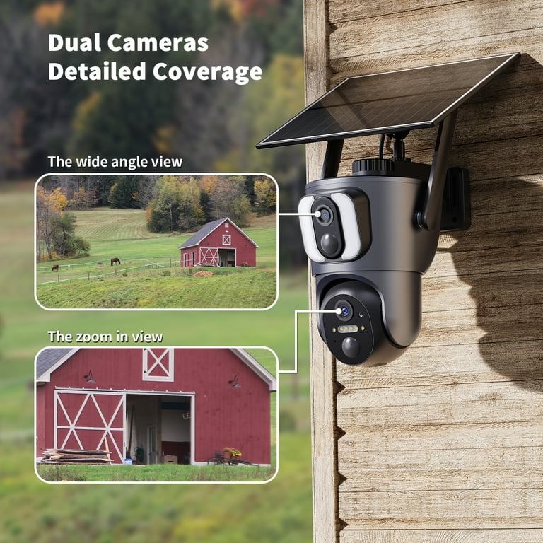 Conico 4G LTE Cellular Security Camera, Dual Lens Solar Powered