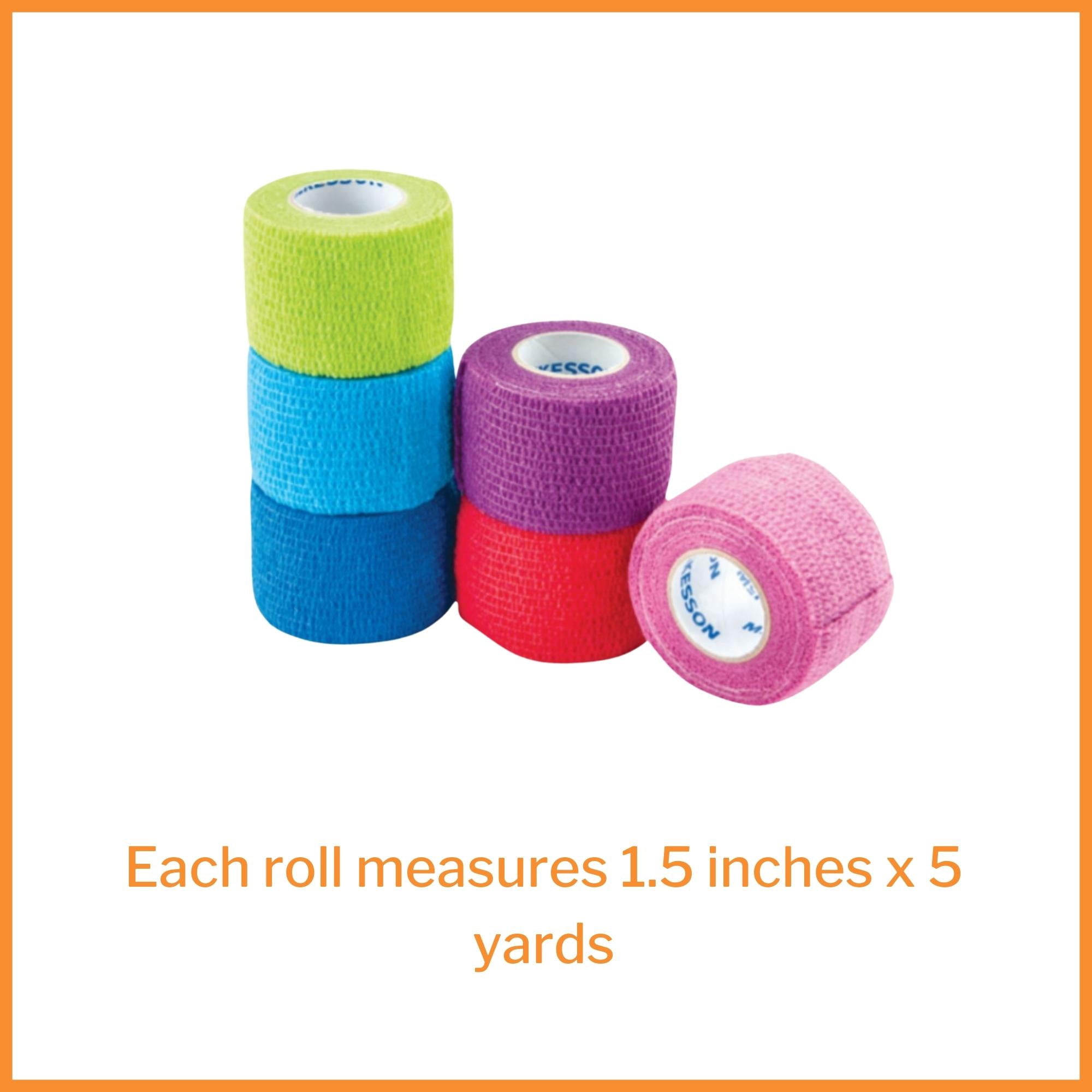 McKesson Cohesive Bandages, Self-Adherent Compression Wrap, 1 1/2 in x 5 yd, 1 Count, 48 Packs, 48 Total