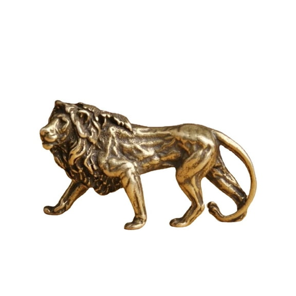 Brass Lion Figurine Solid Statue Animal Figurines Toys House Desktop Decoration