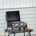 thumbnail image 2 of 21.75" Portable Charcoal BBQ Grill with 2 Burners - Heat-Resistant Handle, Folding Legs, Removable Ashtray & Thermometer (Carbon Steel) - Perfect for Outdoor Cooking, Camping (Black), 2 of 8