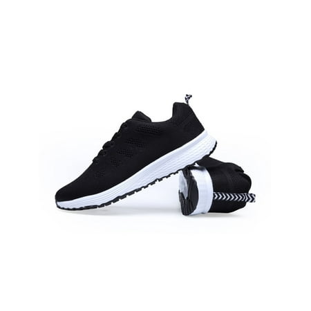 

Difumos Womens Fashion Round Toe Sneakers Breathable Sneaker Walking Running Shoes Black White 9