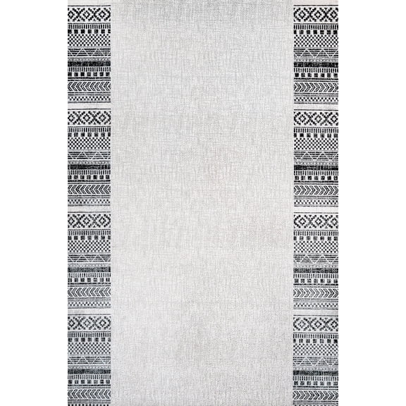 Grey Framed Area Rugs for Living Room Washable Rugs Boho Moroccan Area Rug Soft Neutral Geometric Bohemian Carpet Distressed Indoor Rug for Bedroom Dining Room Office Foldable Nonslip Rug